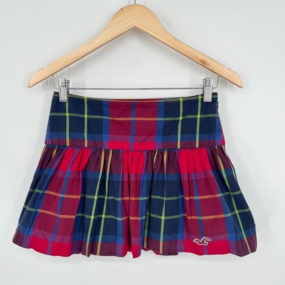Hollister Dresses & Skirts - Vintage Hollister Y2k Mini Skirt Plaid Ruffle Micro Mini Logo 90's Skirt, Red